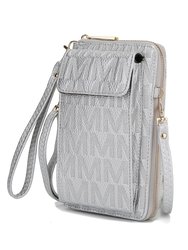Caddy Vegan Leather Women Phone Wallet Crossbody - Silver