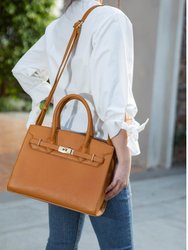Calla Vegan Leather Women’s Satchel Bag With Credit Card Holder - 2 Pieces