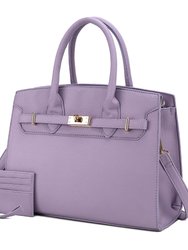 Calla Vegan Leather Women’s Satchel Bag With Credit Card Holder - 2 Pieces - Lilac