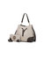 Candice Color Block Bucket Bag With Matching Wallet - Ivory-Brown