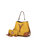 Candice Color Block Bucket Bag With Matching Wallet - Mustard-Cognac