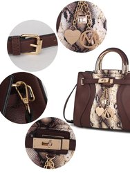 Cassia Snake embossed Vegan Leather Women’s Satchel Handbag