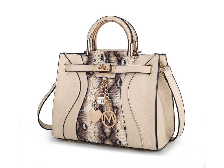 Cassia Snake embossed Vegan Leather Women’s Satchel Handbag