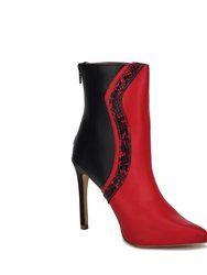 Celeste Ankle Women's Boot with Thin Heel - Red