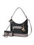 Charlotte Shoulder Handbag With Matching Wallet - Black-Pewter