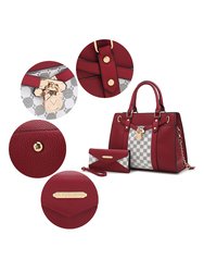 Christine Circular Print Satchel Bag Witch Matching Wallet - 2 Pieces