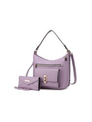 Clara Vegan Leather Women’s Shoulder Bag with Wristlet Wallet - Lilac