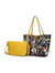 Danielle Reversible Shopper Tote Bag Crossbody Pouch – 2 Pieces - Black-Yellow