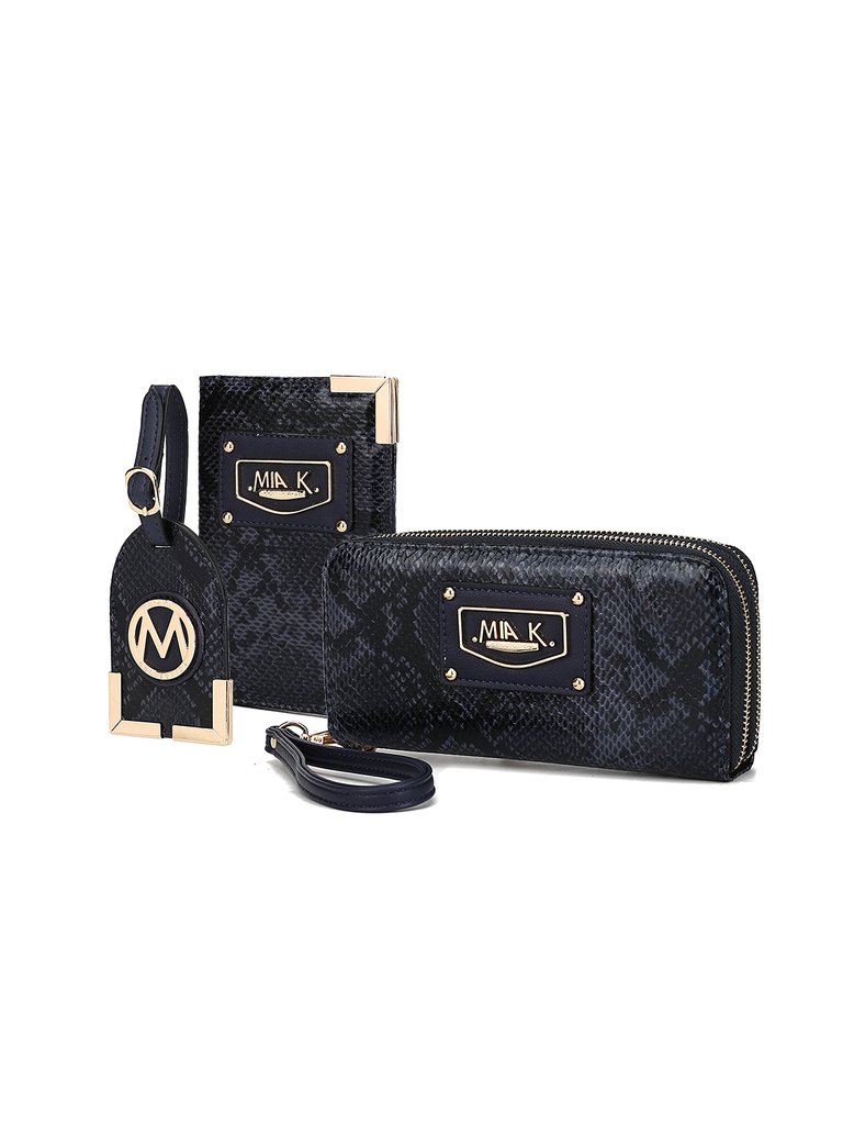 Darla Snake Travel Gift For Women Set – 3 Pieces By Mia K - Navy