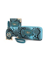 Darla Snake Travel Gift For Women Set – 3 Pieces By Mia K - Turquoise
