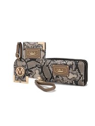 Darla Snake Travel Gift For Women Set – 3 Pieces By Mia K - Taupe