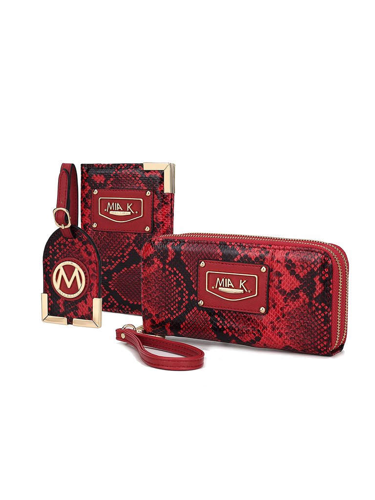 Darla Snake Travel Gift For Women Set – 3 Pieces By Mia K - Wine