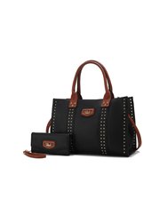 Davina Vegan Leather Women’s Tote Bag With Wallet - Black