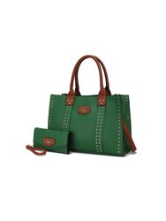 Davina Vegan Leather Women’s Tote Bag With Wallet - Green