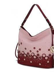 Dione Vegan leather Shoulder Handbag For Women's - Wine