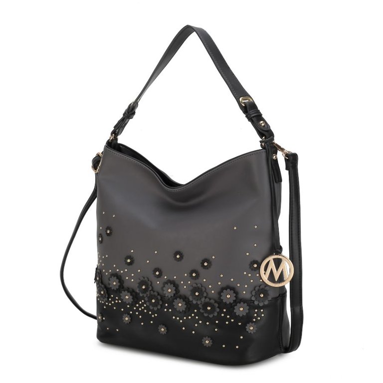 Dione Vegan leather Shoulder Handbag For Women's - Black