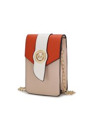 Dixie Vegan Leather Phone Crossbody Bag - Beige - Orange