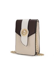 Dixie Vegan Leather Phone Crossbody Bag - Beige - Coffee