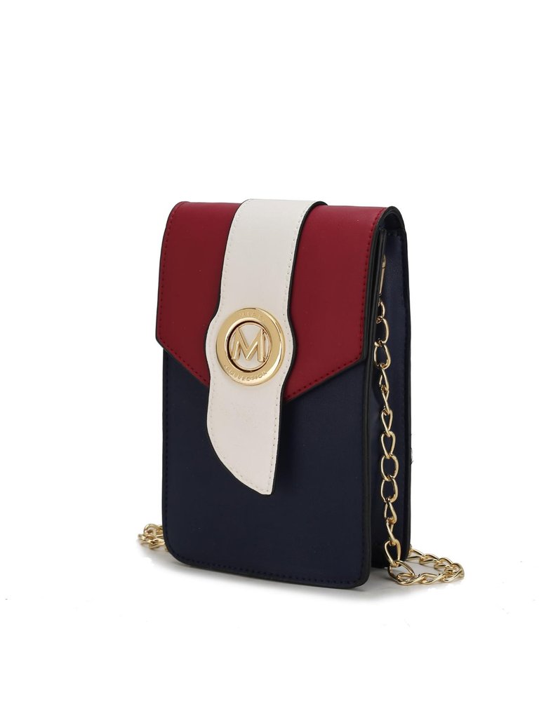 Dixie Vegan Leather Phone Crossbody Bag - Navy - Wine