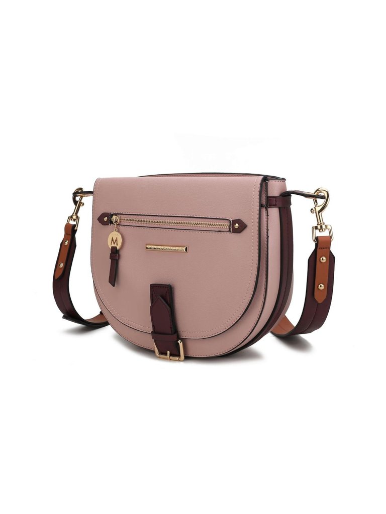 Drew Vegan Leather Color Block Women’s Shoulder Handbag - Mauve