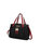 Elise Vegan Leather Color-block Women’s Satchel Handbag - Black-Wine