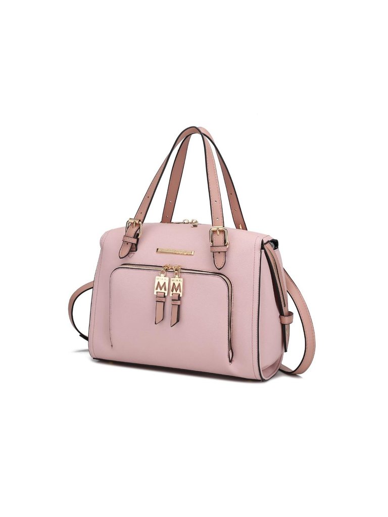 Elise Vegan Leather Color-block Women’s Satchel Handbag - Blush-Mauve