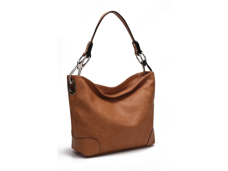 Emily Soft Vegan Leather Hobo Handbag - Camel DTN