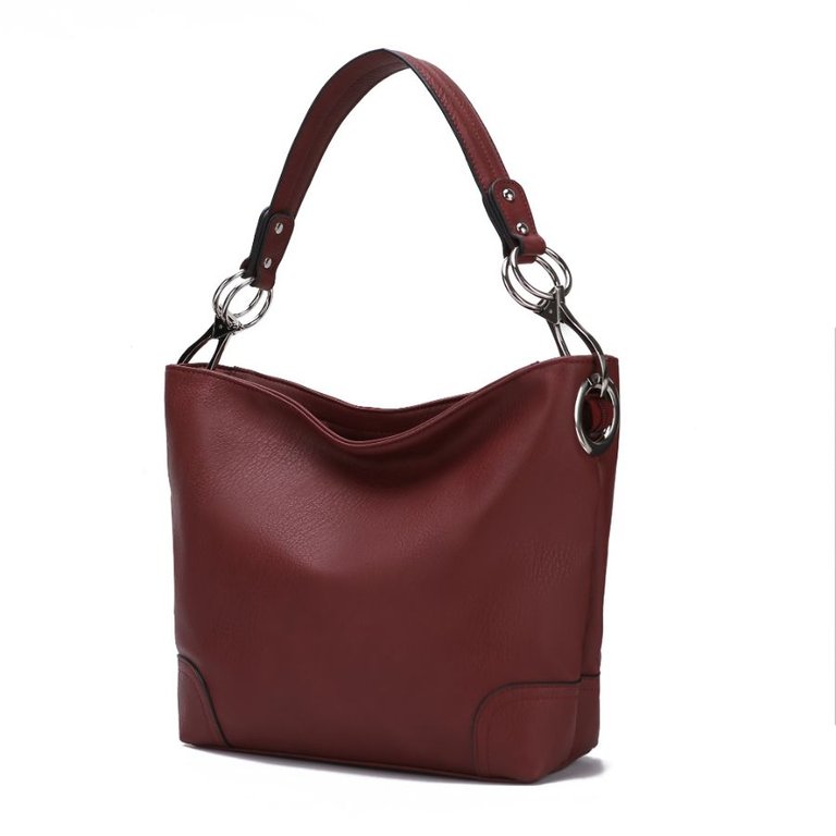 Emily Soft Vegan Leather Hobo Handbag - Burgundy