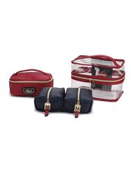 Emma Cosmetic 4 Pc Set - Navy Red