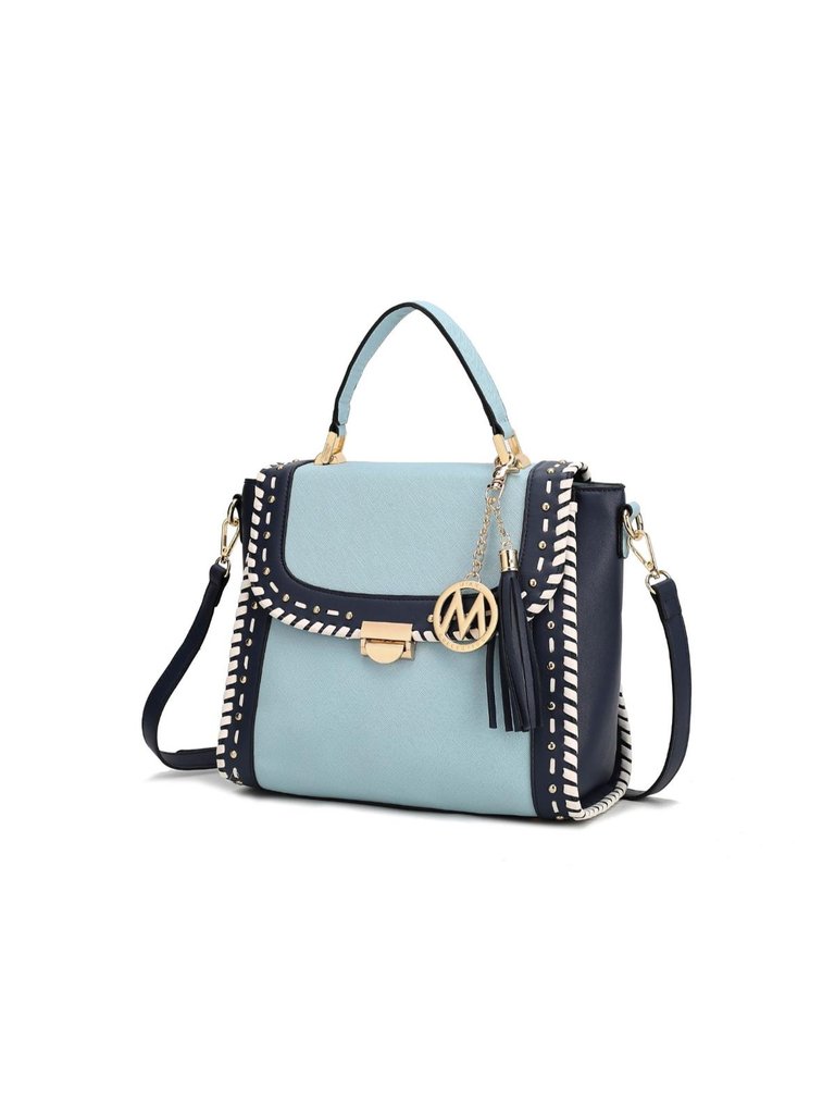 Flora Vegan Leather Women Satchel Bag - Baby Blue