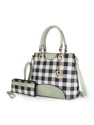 Gabriella Checkers Handbag With Wallet - Mint