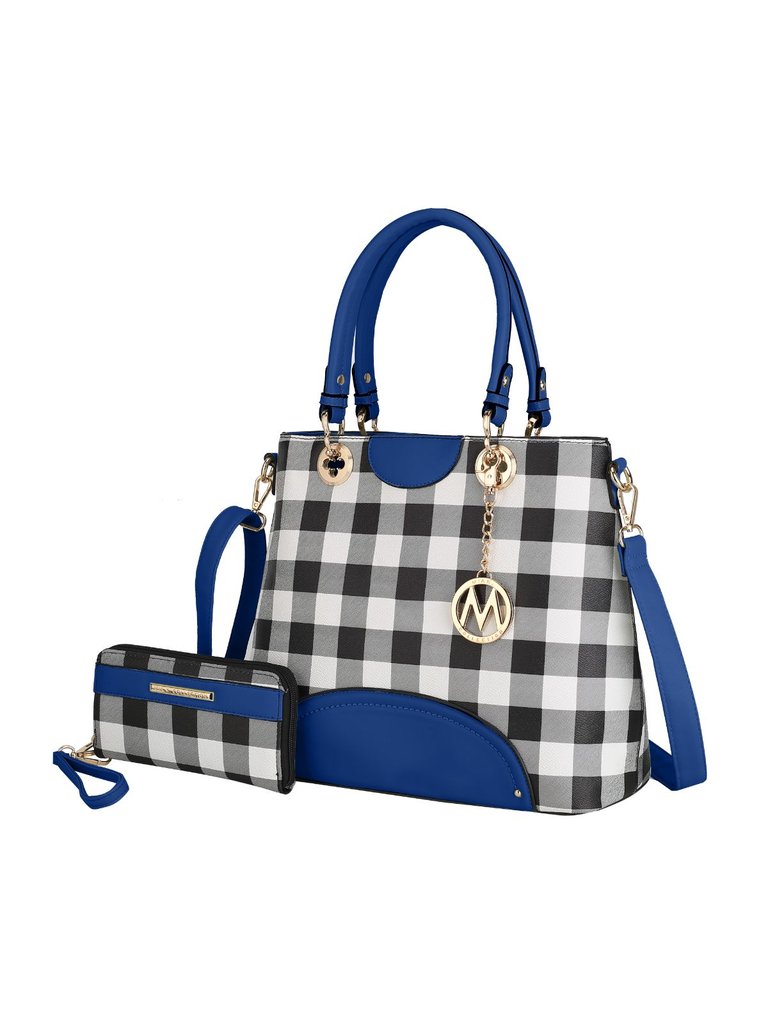 Gabriella Checkers Handbag With Wallet - Royal Blue