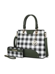 Gabriella Checkers Handbag With Wallet - Olive