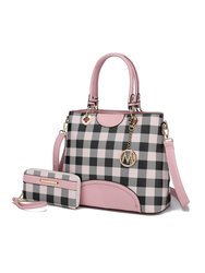 Gabriella Checkers Handbag With Wallet - Pink