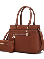 Gardenia Vegan Leather Women’s Tote Bag With Wallet - Brown