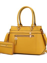Gardenia Vegan Leather Women’s Tote Bag With Wallet - Yellow