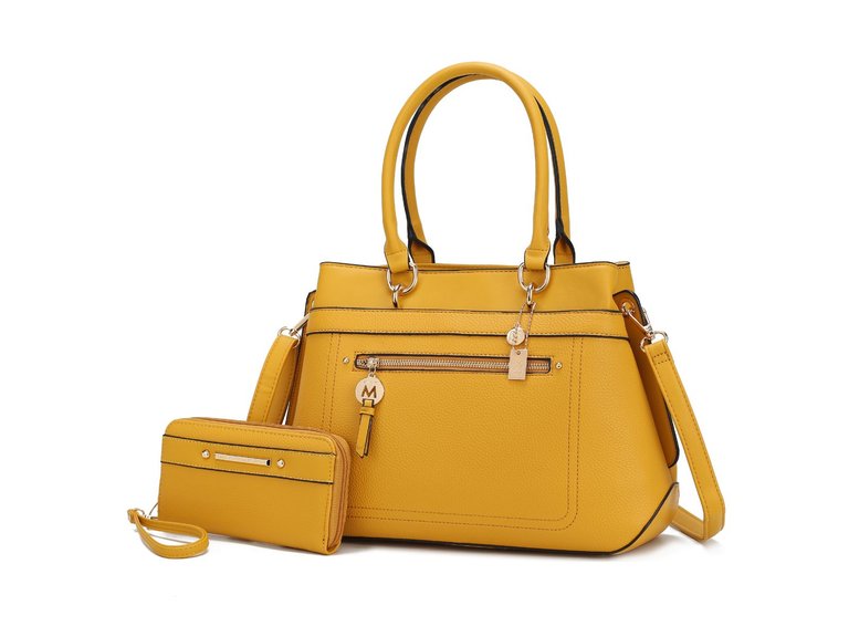 Gardenia Vegan Leather Women’s Tote Bag With Wallet - Yellow