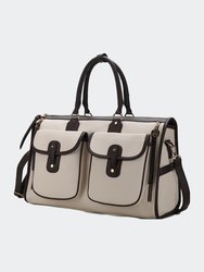 Genevieve Color Block Vegan Leather Women’s Duffle Bag - Beige