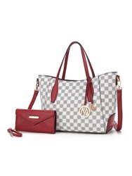 Gianna Vegan Leather Women’s Tote With Matching Wallet - Red