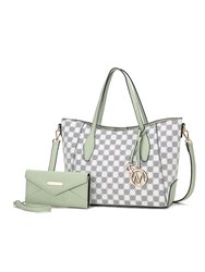 Gianna Vegan Leather Women’s Tote With Matching Wallet - Mint