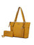 Gloria Vegan Leather Women’s Tote Handbag with wallet - Yellow