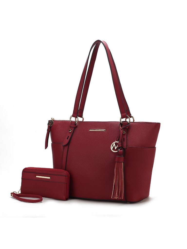 Gloria Vegan Leather Women’s Tote Handbag with wallet - Red