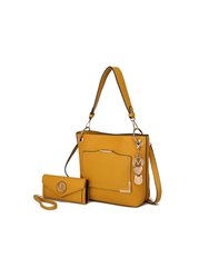 Grace Vegan Leather Women’s Tote Bag With Wallet- 2 Pieces - Yellow