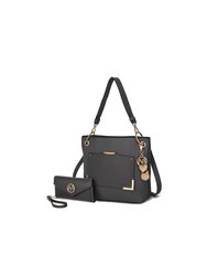 Grace Vegan Leather Women’s Tote Bag With Wallet- 2 Pieces - Charcoal