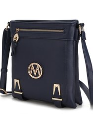 Greta Vegan leather Crossbody Handbag for Women's - Navy