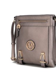 Greta Vegan leather Crossbody Handbag for Women's - Pewter