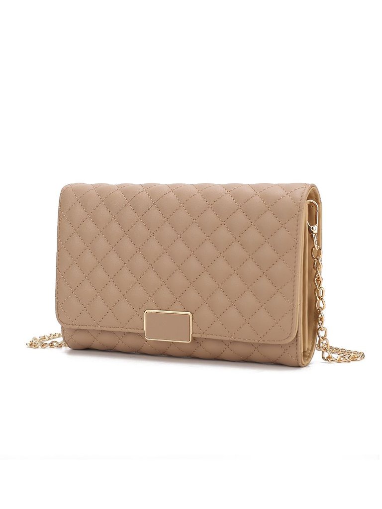 Gretchen Quilted Vegan Leather Women’s Envelope Clutch Crossbody - Apricot