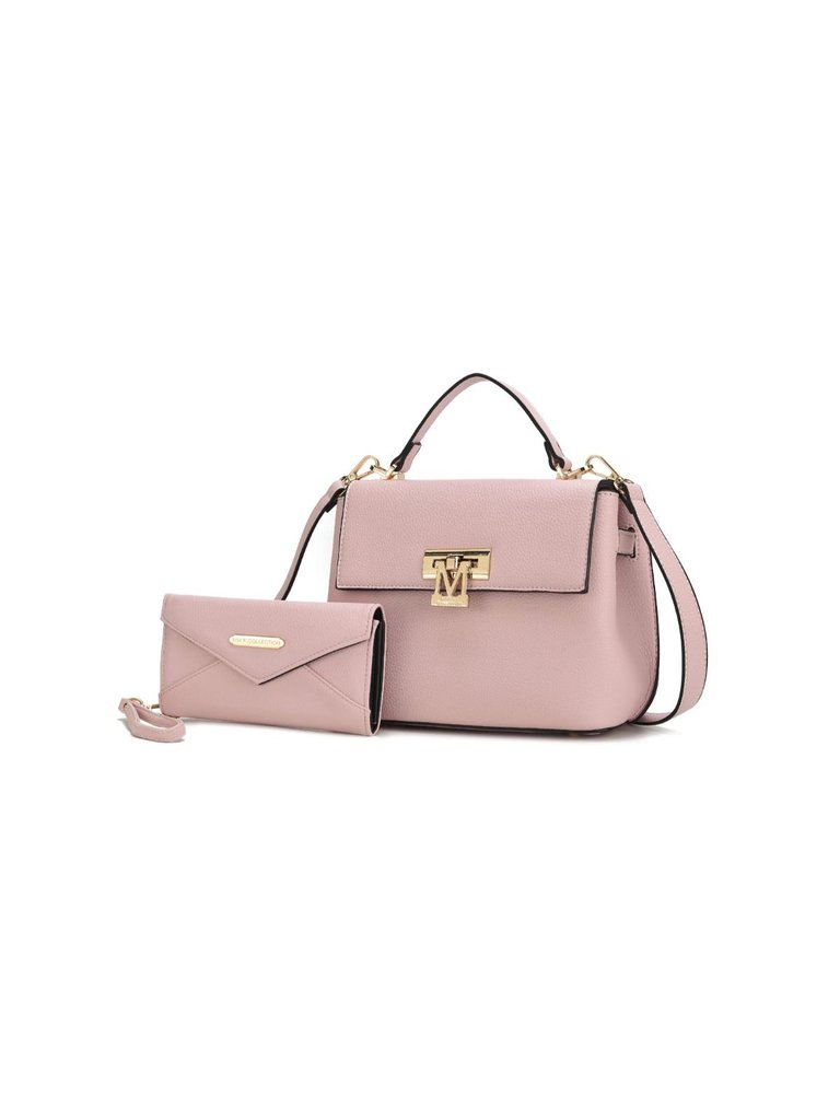 Hadley Vegan Leather Women’s Satchel Bag with Wristlet Wallet - Pink
