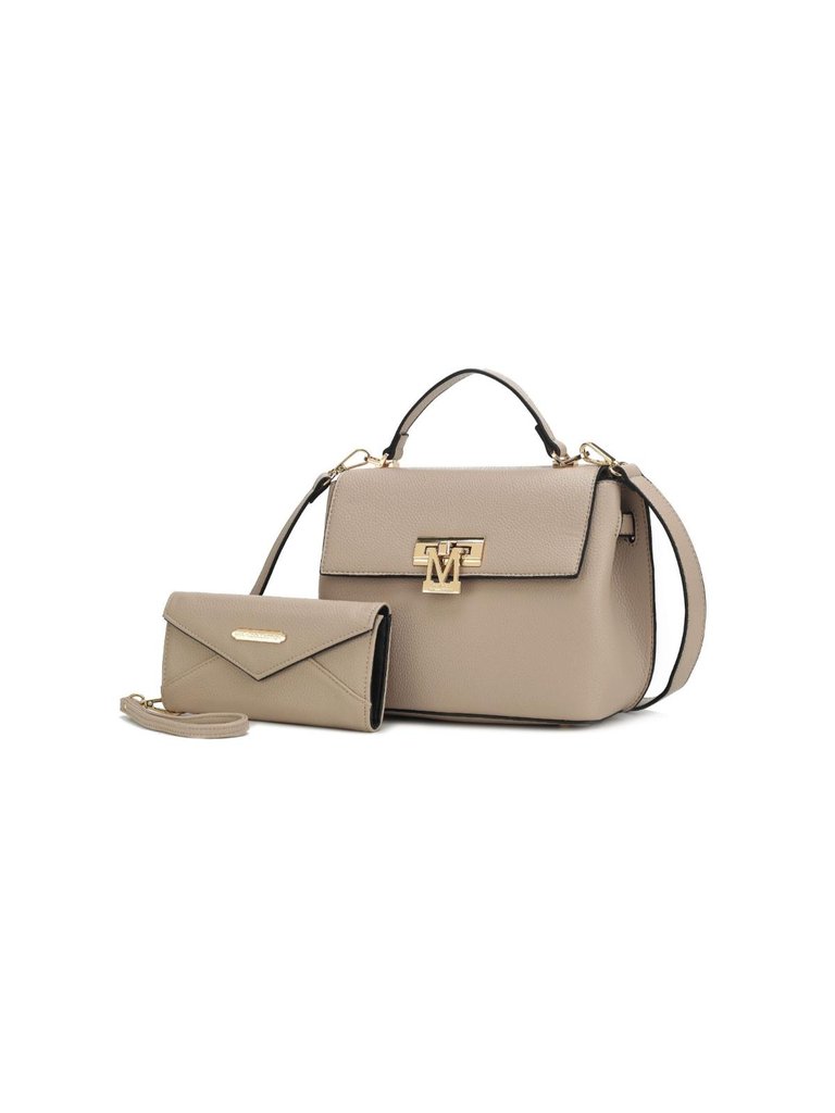 Hadley Vegan Leather Women’s Satchel Bag with Wristlet Wallet - Taupe