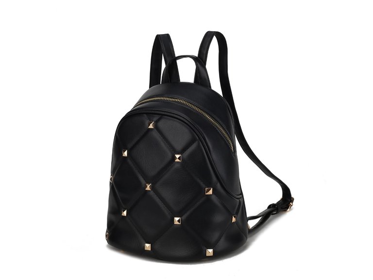 Hayden Quilted Vegan Leather With Studs Women’s Backpack - Black
